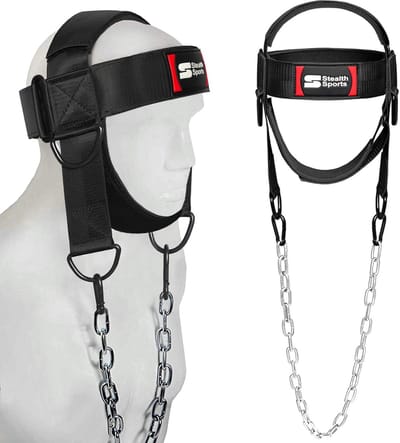 Nekharnas voor Krachttraining - Verstelbaar met Ketting, Gevoerd Hoofdharnas voor Gewichtheffen en Fitness