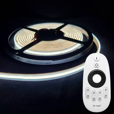 LED Strip COB - 10 Meter - Complete Set - 6000k - Koud Wit - 24V - IP65 Waterdicht - 480LED/m - Met RF Mi-Light(MiBoxer) Afstandsbediening