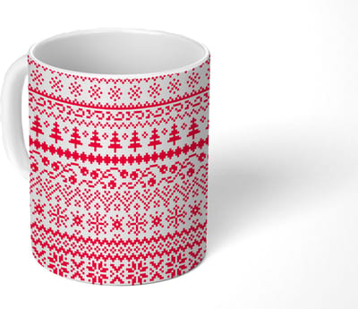 Mok - Koffiemok - Kerst - Patroon - Boom - Mokken - 350 ML - Beker - Koffiemokken - Theemok