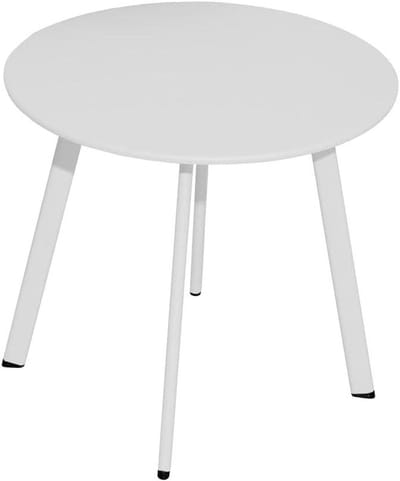 Salontafel Tuin - Terrastafel Bijzettafel - Buiten Ontspannen - Epoxystaal Frame - 50 cm Diameter - Wit