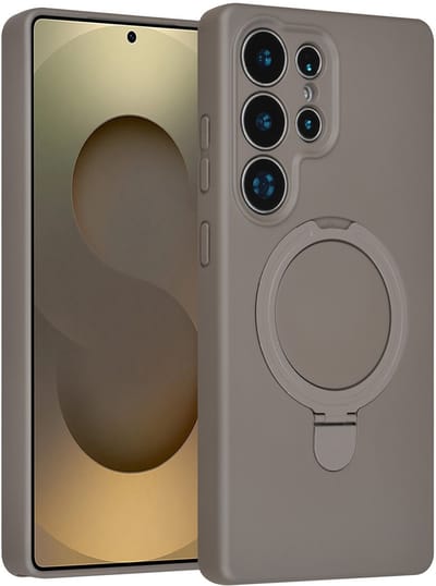 TUNIQ telefoonhoesje voor Samsung Galaxy S25 Ultra - MagSafe met ringstand - Titaniumgrijs