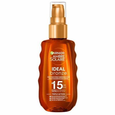 Garnier Ambre Solaire Ideal Bronze Beschermende Zonneolie SPF 15 - 2 x 150 ml - Voordeelverpakking