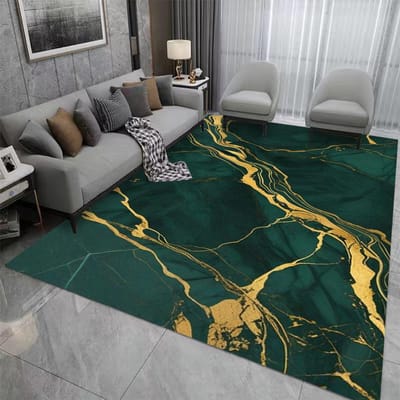 Smaragdgroen Tapijt Marmer Goud Marmer Woonkamer Slaapkamer Keukenruimte Abstracte Vloermat Binnen Vloerkleed Retro Huis Decoratief 120*160cm