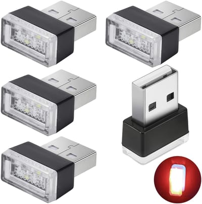 Dailygoody - Auto-USB-verlichting - Mini USB-licht - Plug and play - Rood - Omgevingslicht - Comfortabele sfeer - Geschikt voor laptop en telefoon - C.