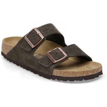 Platte sandalen BIRKENSTOCK Arizona Suede Leather Narrow - Mocca