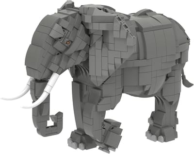 Olifant Bouwstenen - Klembouwstenen Set - Creatief Bouwen - 1123 Onderdelen - Miniatuur Schaal - Grijs