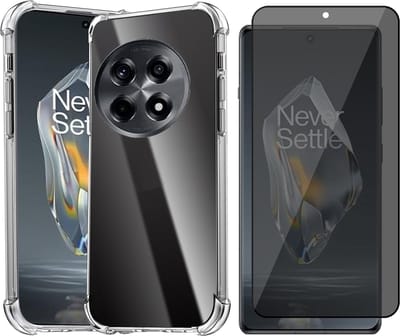 Hoesje geschikt voor OnePlus 12R - Privacy Screenprotector Volledig Dekkend Glas - Shockproof Transparant