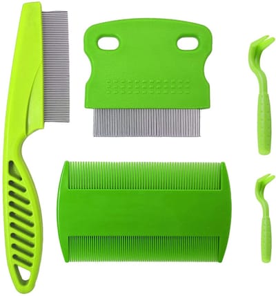 Dailygoods- Luizenkam 3-delig - Roestvrij Stalen Kam - Dubbelzijdige Kam - Tekenclips - Combi-set - Duurzaam Materiaal - Luizenbestrijdingsset