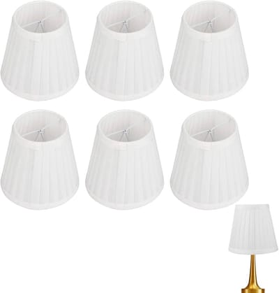 6pcs Witte Geplooide Lampschermen - Stof Chandelier Lampenkap Lichtschaduw voor Woonkamer Slaapkamer Hotel Decor
