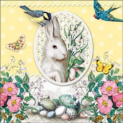 Lunch Servetten White Rabbit Yellow - Ambiente - 33x33 cm