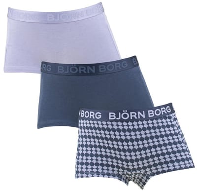 Björn Borg meisjes cotton stretch 3P mini boxershorts basic dots blauw & paars