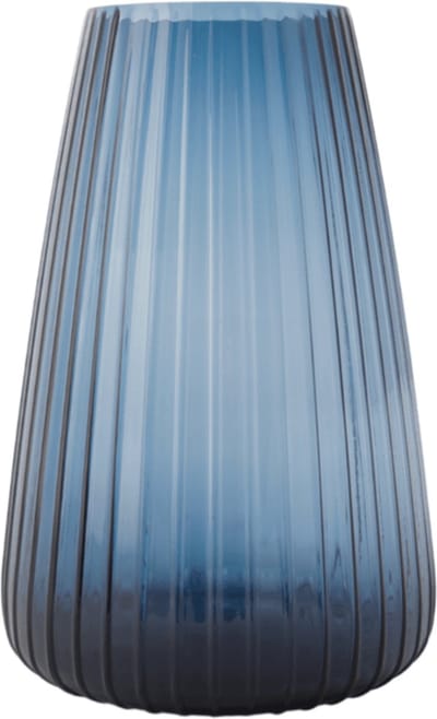 XLBoom DIM 2.0 X-Large Blauw – Mondgeblazen glazen vaas met streeppatroon – Verkrijgbaar in Green | Blue | Grey – Tijdloze design vaas door Ann & GJ