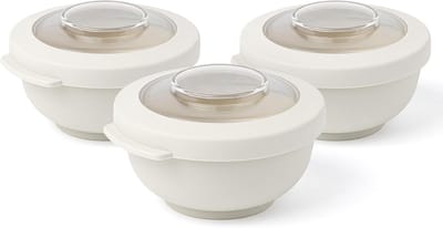 Amuse Tylla Oat Snackbox set - 3x200ml - Perfect Afsluitbare Snackdoosjes - Vershouddoos - Fruitbakjes voor onderweg - BPA-vrije Bewaarbakjes - Beige