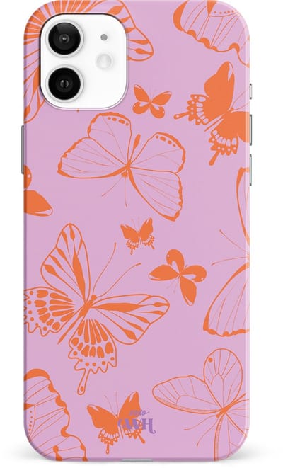 xoxo Wildhearts Give Me Butterflies - Single Layer - Hard hoesje geschikt voor iPhone 11 hoesje - Siliconen hoesje met vlinders - Beschermhoesje geschikt voor iPhone 11 hoesje roze, oranje