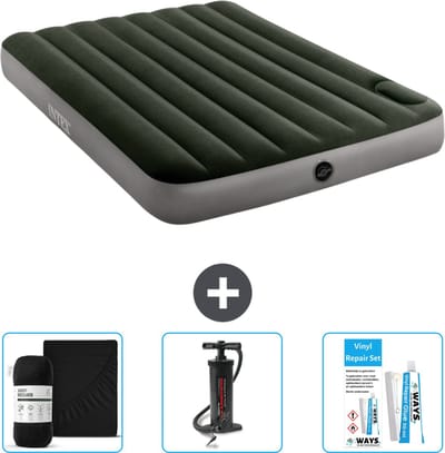 Intex Luchtbed - Twijfelaar - 137 x 191 x 25 cm - Groen - Inclusief Hoeslaken - Pomp en Reparatieset