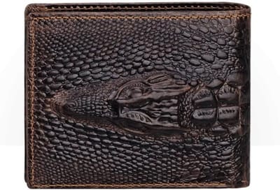 Elegante Vouwbare Leren Portemonnee met Krokodillenpatroon voor Creditcards en ID Kaarten