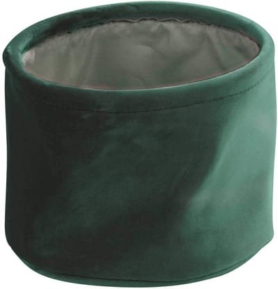 Dailygoods- Opbergmand Effen - Fluweel - Groen - Ø 19 cm - H 14 cm - Compact - Stijlvol Design - Opbergmandje