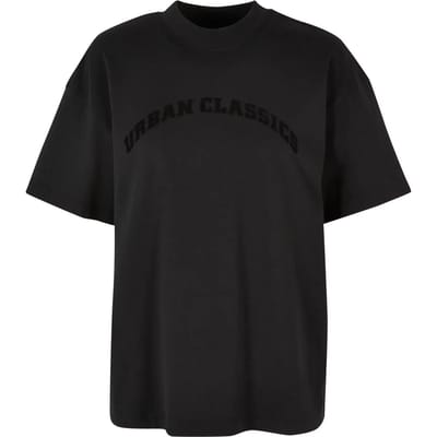 Urban Classics - Oversized Flock Dames T-shirt - XS - Zwart