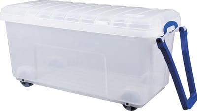 Really Useful Box opbergkoffer op wieltjes 160 l, transparant 4 stuks
