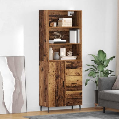 vidaXL - Highboard - 2 - st - Oud - Hout - 69,5 - x - 32,5 - x - 180 - cm - Bewerkt - hout