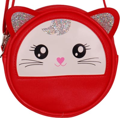 Schoudertasje poes rood - 16x16x6cm