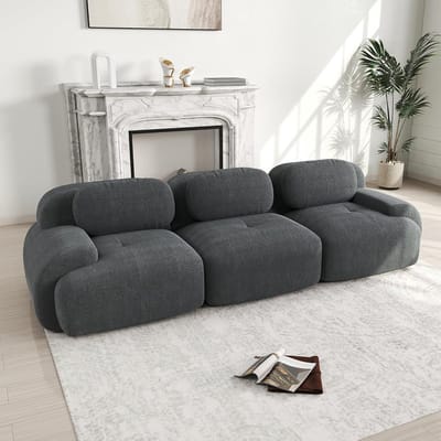 Modulaire 3-zits Bank 298x103x70 cm - Corduroy Sofa Zonder Montage - Luxe Cloud Zitbank met Diepe Zitting - Moderne Slaapbank Woonkamer Grijis - Vermissen