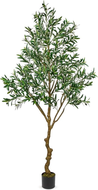Kunstmatige Olijfboom - Kunstplant - 210 cm - Grote Kunstboom in Pot - Realistische Olijfplant voor Binnen - Interieurdecoratie - Onderhoudsvriendelijke Plant - Mediterrane Sfeer - Hoogte 2.1 Meter - Levensechte Olijfboom - XL Kunstplant