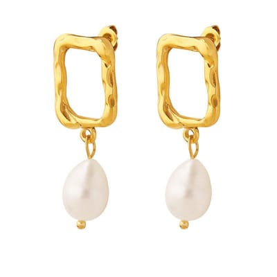 Gouden Oorhangers met Subtiele Parel – Minimalistische Klasse | Twinolo