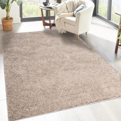 Dailygoods - Shaggy Hoogpolig Tapijt - Zandkleur Beige - 200 x 200 cm