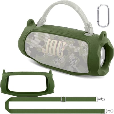 Draagbare Ultralichte Silicone Beschermhoes voor Bluetooth Speaker met Carabiner en Schouderband, Ideaal voor Reizen en Bescherming