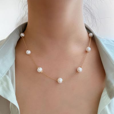 Fler® | Goudkleurige halsketting met parels | vrouwen halsketting | Goudkleurig | Parels | Kerstcadeau | Valentijnsdag kado | Verjaardagscadeau | Moederdag geschenk |