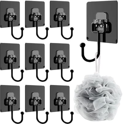 Dailygoods- Wandhaak Extra Sterk - Zelfklevend - Set van 10 - Zwart - Waterdicht - Hoog Laadvermogen - Duurzaam en Roestbestendig - Haak