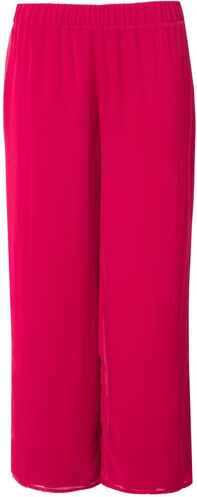 Ulla Popken - Dames - Chiffonbroek dubbellaags wijde pijp elastische tailleband - Lichtrood - Maat 42+