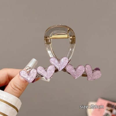 Petites pinces à cheveux en forme de cœur pour femmes, style frais, barrettes en acrylique, épingles à cheveux, queue de cheval, requin, accessoires pour cheveux pour filles violet