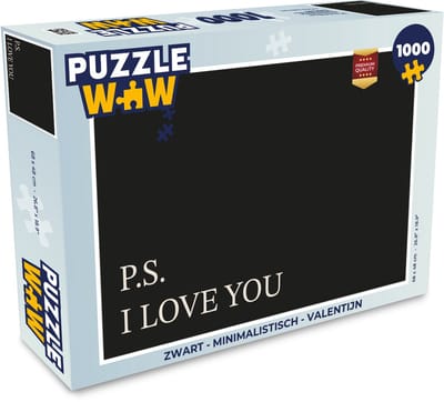 Puzzel Zwart - Minimalistisch - Valentijn - Legpuzzel - Puzzel 1000 stukjes volwassenen