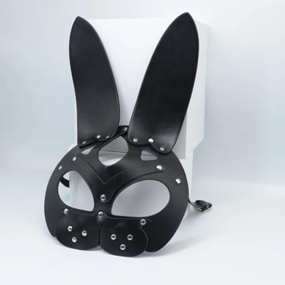 Sexy Leren Masker Bunny Girl Cosplay Erotische Fetish Rave Masker Klinknagels Bondage Harnas Bdsm Halloween Feest Kattenmasker Vrouw Man black