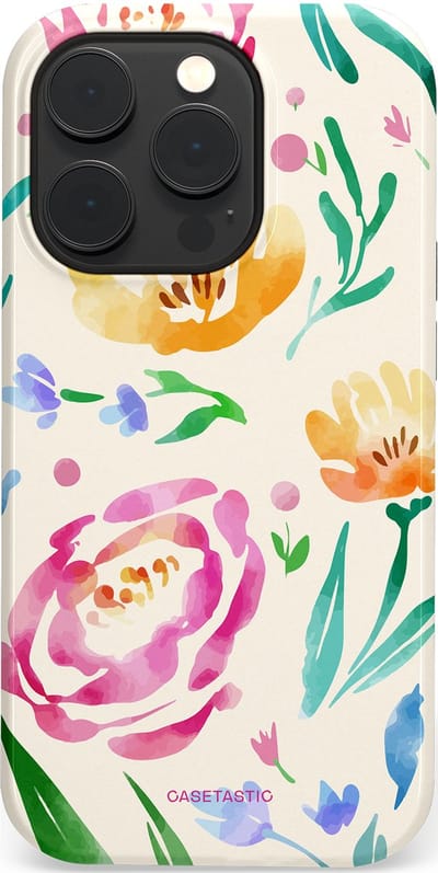 Casetastic hoesje geschikt voor Apple iPhone 14 Pro - MagSafe - Dubbellaagse bescherming - Aquarel serenade - Fashion Case - Wit Mintgroen Crème Lichtroze