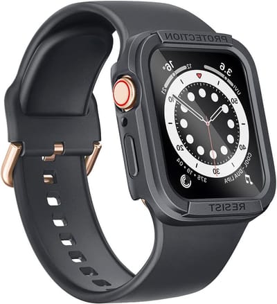 Zachte siliconen horlogeband met beschermfolie voor Apple Watch 45mm 44mm 42mm - Geschikt voor Series SE 7 6 5 4 3 2 1 met 3-in-1 bescherming