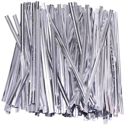 Fako Bijoux - 100 Sluitstrips Zilverkleurig - Cadeauverpakking - Twistdraad - Twist Ties - Bindstrips - 10 cm - Metallic - Zilver - 100 Stuks