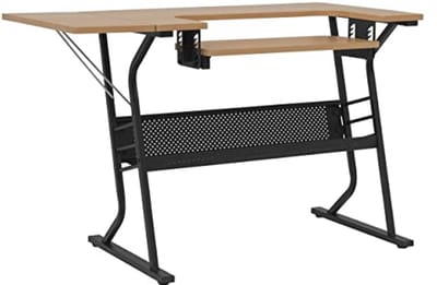 Verstelbare Naaimachinetafel met Uitschuifblad en Opbergplank - Quilttafel/Computerbureau