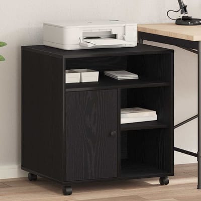 vidaXL - Printerstand - Zwart - eiken - 60 - x - 50 - x - 67 - cm - Bewerkt - hout