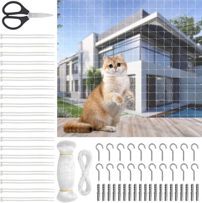 Kattennet voor balkon - Balkonnet kattenbescherming - Veiligheid huisdier - Compleet met bevestigingsmateriaal - 10 x 3 meter - Wit