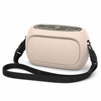 Draagbare Handventilator Oplaadbaar - Mini Ventilator 3-in-1 voor Hand, Hals en Bureau - USB Ventilator met 4 Standen - Compacte Zakventilator voor Reizen, Festival en Kantoor - Abrikoos