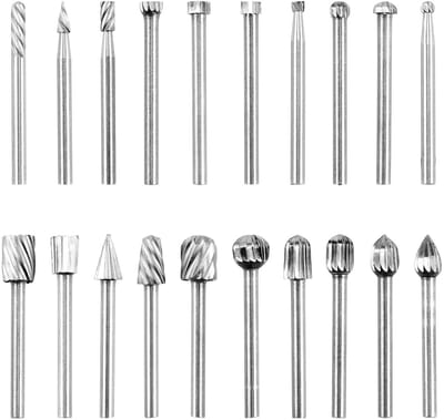 Set van 20 Houten Snijgereedschappen voor Draaigereedschap, Houtbewerking, Frezen en Graveerwerk met 3 mm Schacht