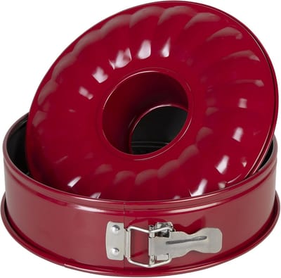 Famanu – Springvorm set Ø 26 cm met platte bodem en tulbandbodem set van 2 ronde lekvrije bakvormen voor veelzijdig bakken