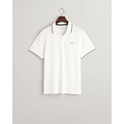Gant Polo Contrast Tipping Short Sleeve Piqué Wit / male