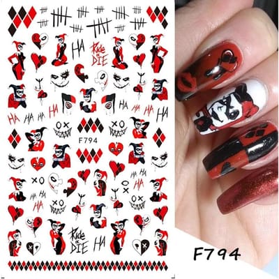 Leuke Halloween Evil Nail Design Sticker Groene Cartoon Schedel Spook Spookachtige 3D Punk Manicure Slider Decals DIY Nail Art F794