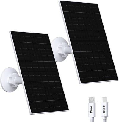 Set van 2 Zonnepanelen 7W voor Buitenbeveiligingscamera's met USB-aansluiting