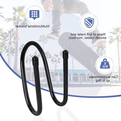 Skateboardhouder voor Wandmontage - 2 Stuks Skateboardstandaard, Geschikt voor Longboards en Gitaren, Inclusief Schroeven en Haak voor Eenvoudige Bevestiging