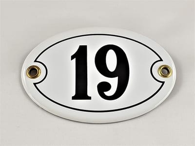 Emaille Huisnummer - Nummerbord Ovaal - Huis Identificatie - Krasbestendig Oppervlak - 10.5 x 7 cm - Wit Zwart